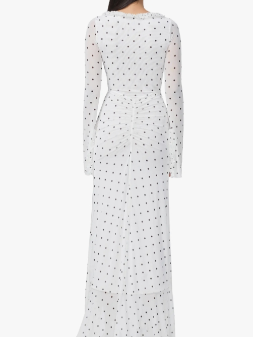 Ruched Semisheer Cutout Maxi Dress