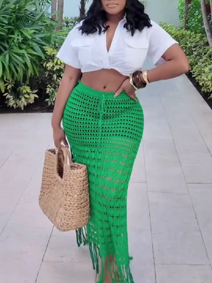 Knitted Crochet Tassel Skirt