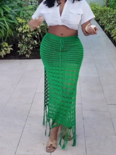 Knitted Crochet Tassel Skirt