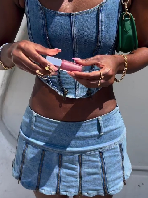 Zipper Edge Denim Set