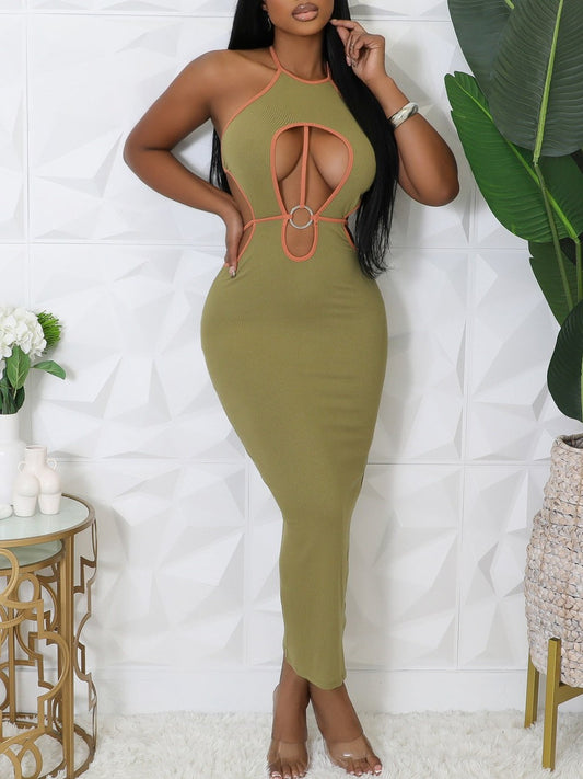 Edgy Cut-Out Midi Dress