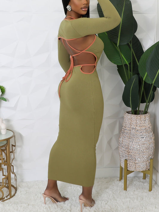 Edgy Cut-Out Midi Dress