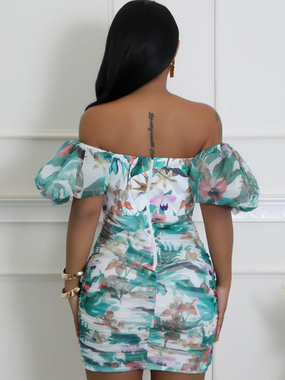 Tropical Print Bodycon Dress