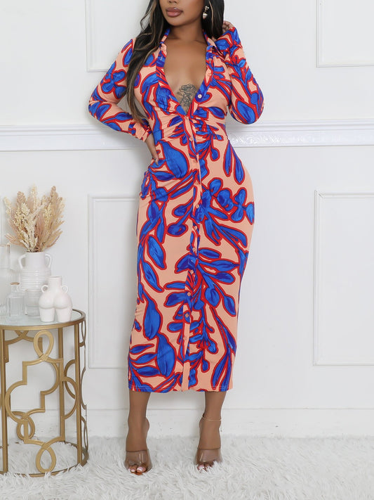 Tropical Floral Midi Dress