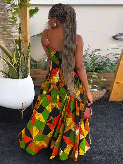 Geometric Print Maxi Dress