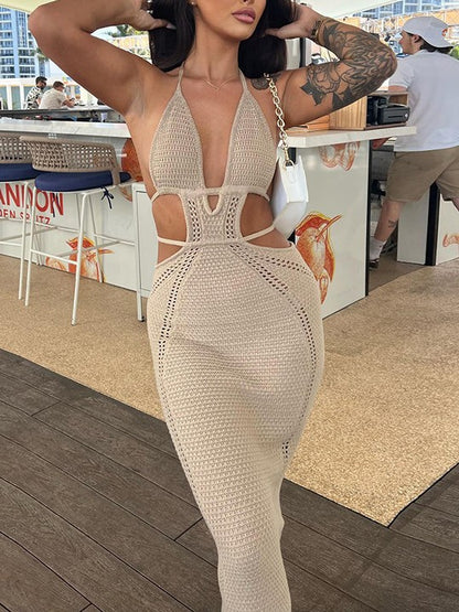 Halter Bandeau Cutout Tie Dress