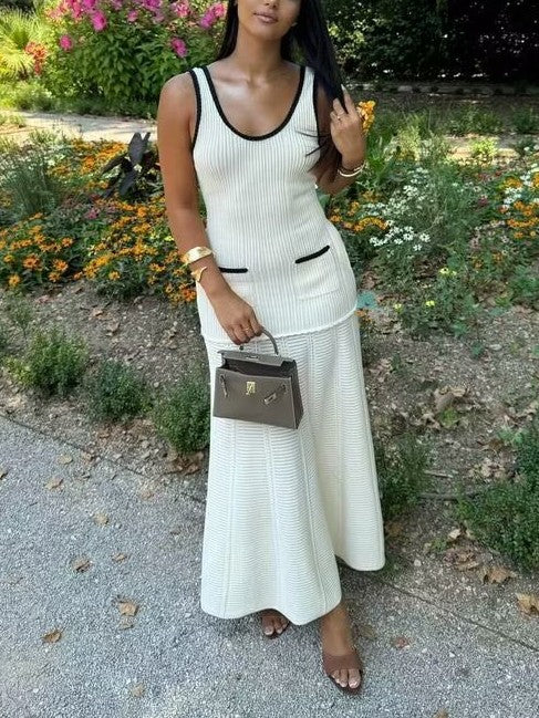 U-Neck Sleeveless Knit Bodycon Midi Dress