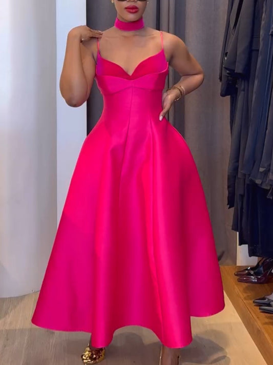 Elegant V-Neck A-Line Slip Dress