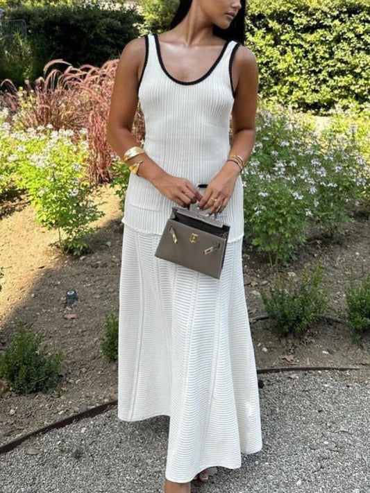 U-Neck Sleeveless Knit Bodycon Midi Dress