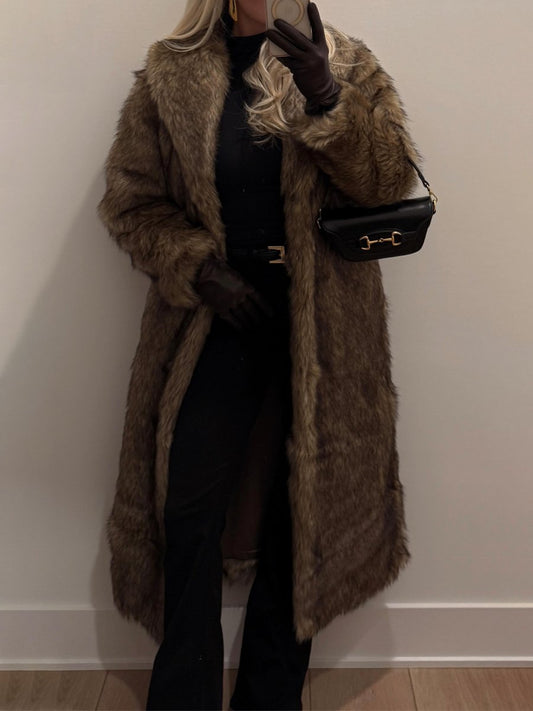 Faux Fox Fur Long Coat
