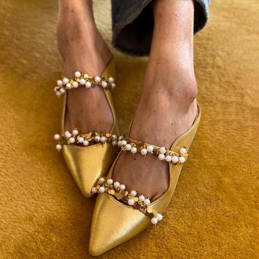 Rhinestone Sparkle Pointed Half-slippers