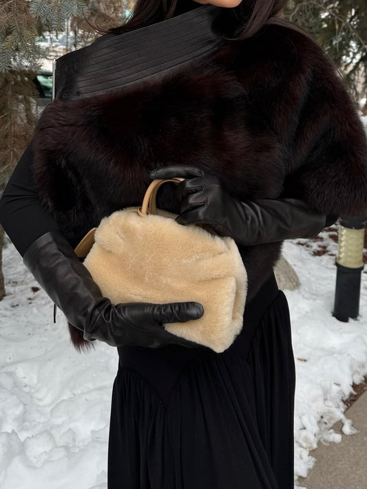 Faux Fur Cape With Leather Belt