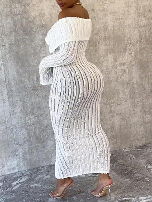 Off The Shoulder Mesh Ruffle Dress