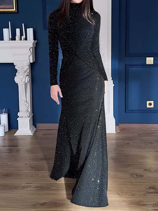 Rhinestone Sparkle Stretch Elegant Maxi Dress